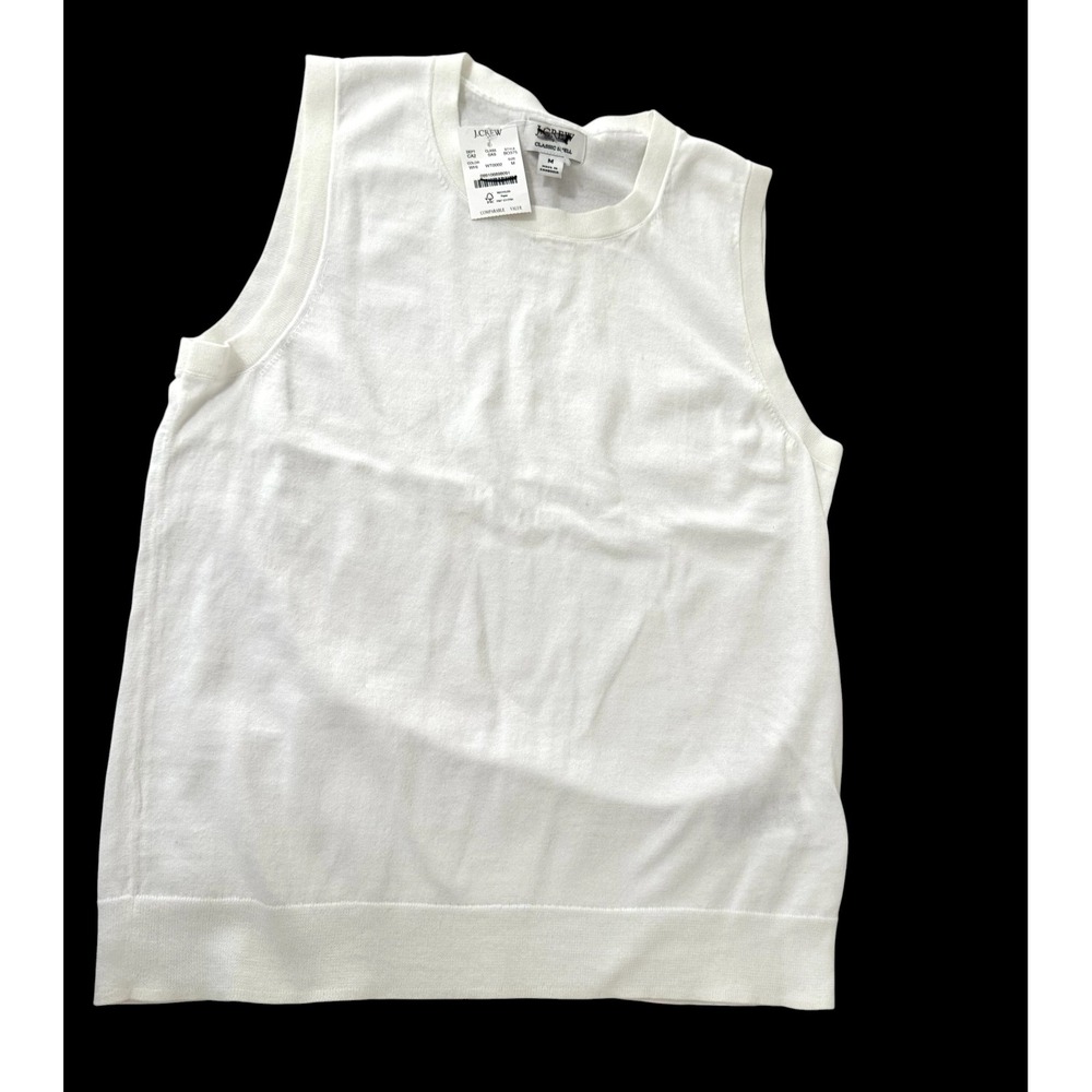 J.Crew Sleeveless sweater sz M White Cotton Knit classic shell old money